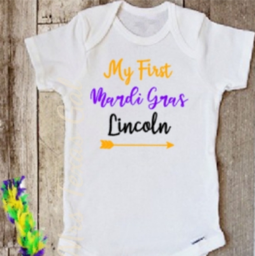 My First Mardi Gras Onesie add Name